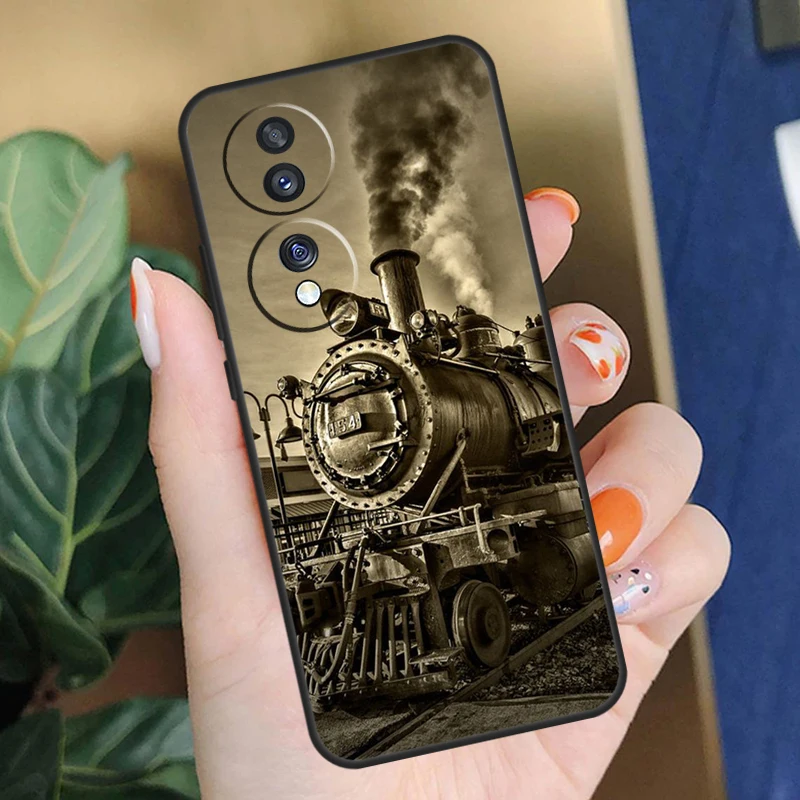 Train Steam Engine Case For Honor X8 X6 X7 X9 X8a X9a X7a X6a 50 70 90 Lite 8X 9X Honor Magic 5 Lite Pro Cover