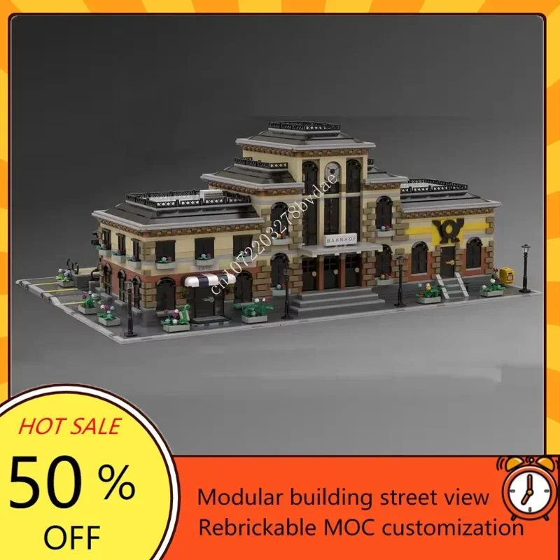 

8571PCS MOC Hot City German Railway Station Set - DIY Creative Assembly Technology Model Christmas Puzzle Birthday Toy Gift