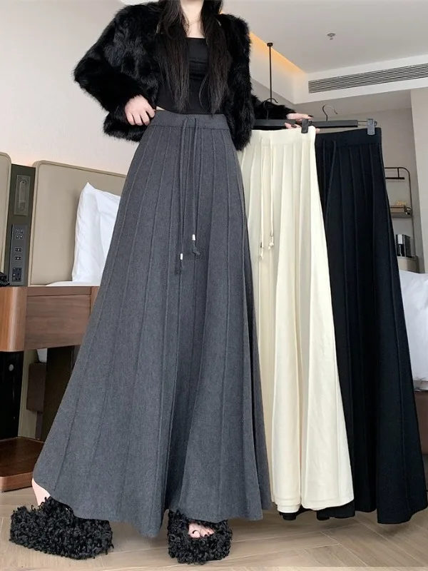 

Slimming High Waist Knitted A-Line Skirt Women's Autumn Winter Soft Cozy f Body Skirts Korean Sle Faionable