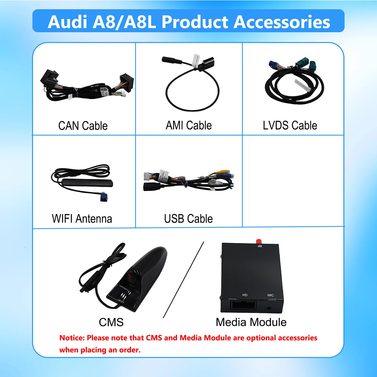 واجهة أوتوماتيكية CarPlay اللاسلكية لنظام أودي A8 A8L 2010-2018 مع وصلة مرآة AirPlay وظائف تشغيل السيارة تدعم YT NF الخلفي #6