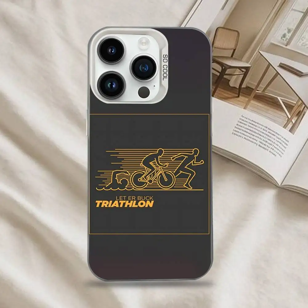เคสโทรศัพท์ลายไตรกีฬา ว่ายน้ำ ปั่นจักรยาน วิ่ง Tri Life สำหรับ iPhone 16,15,14,13,12,11,Mini,Pro,SE,MAX สีขาวด้าน ป้องกันแรงกระแทก