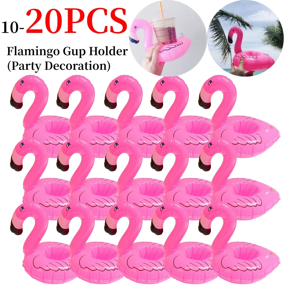 10/20 Pcs Tropical Flamingo Party Decoration Cup Holder Pvc Water Float Inflatable Drink Cup for Adults Pool Drinkware Tray Deco