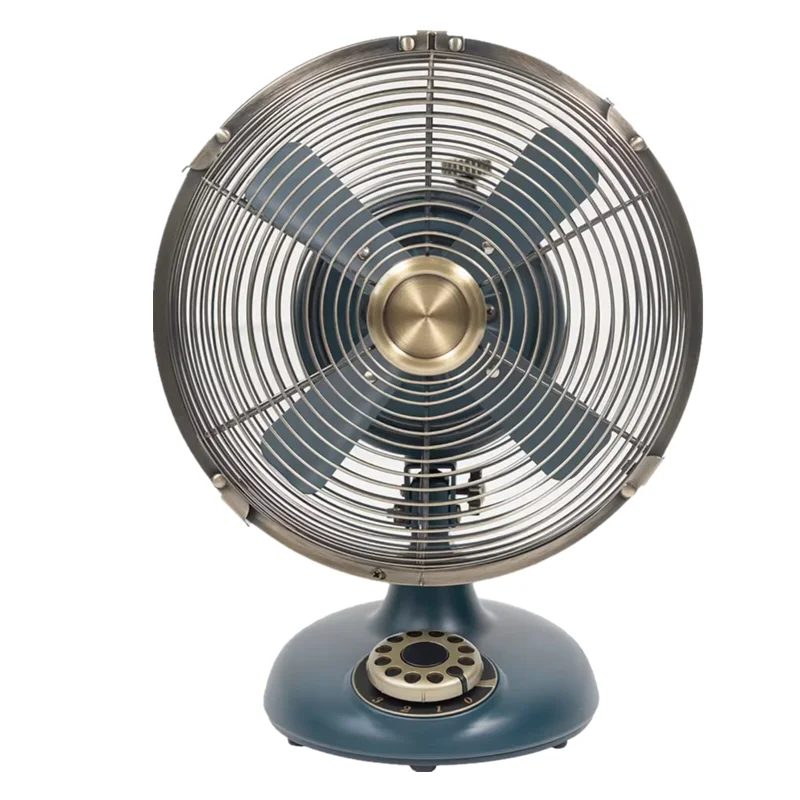 Ventilador de Mesa Metálico Vintage de 8 Polegadas, Ventilador Retro com Motor de Cobre para Escritório/Café, Ajustável em 3 Velocidades com Oscilação, Ventilador de Mesa Silencioso