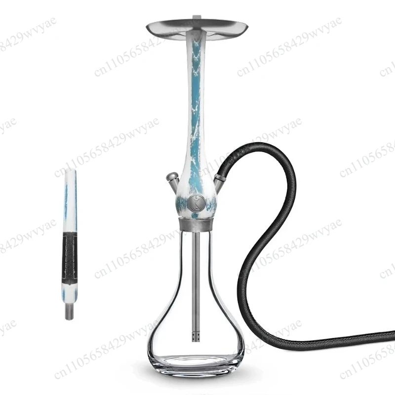 75cm Large Wooden Hookah Set, Single Hose Premium Shisha Kit With Glass Base