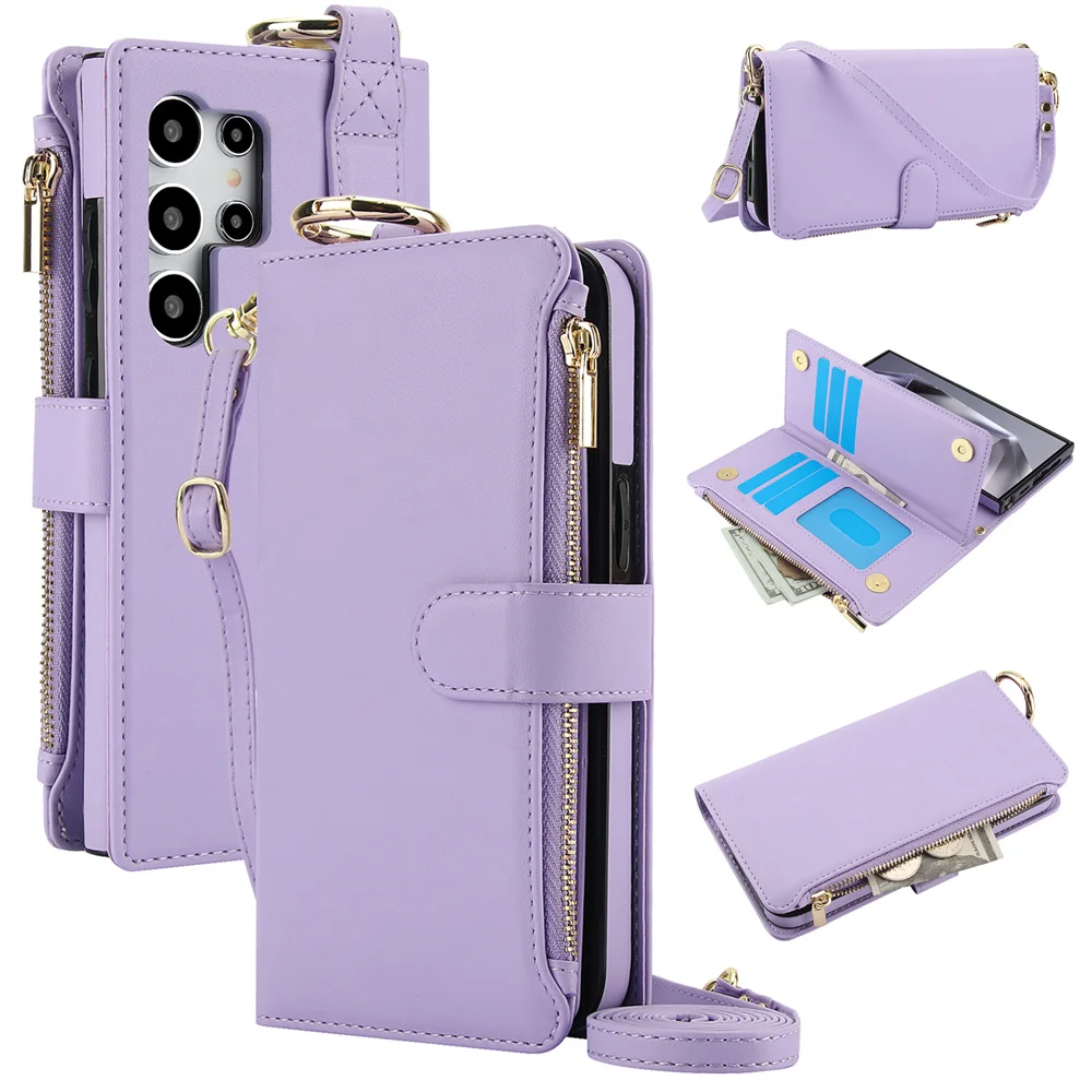 Portfel Crossbody etui na telefon Samsung Galaxy S23 S21 FE S24 S22 Plus Note 20 Ultra A13 A14 A15 A52 A52S A53 A54 A55 A72 A73 5G