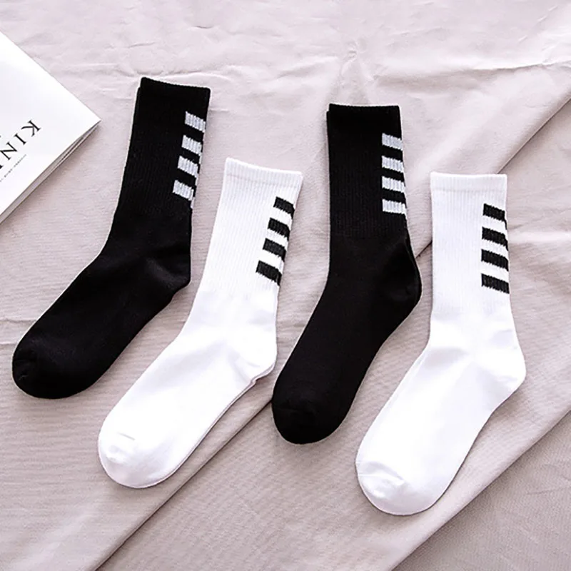 Hot Sale 2023 Fashion Socks Street Hip Hop Skateboard Striped Mid Tube Socks Solid Color Breathable Cotton Socks