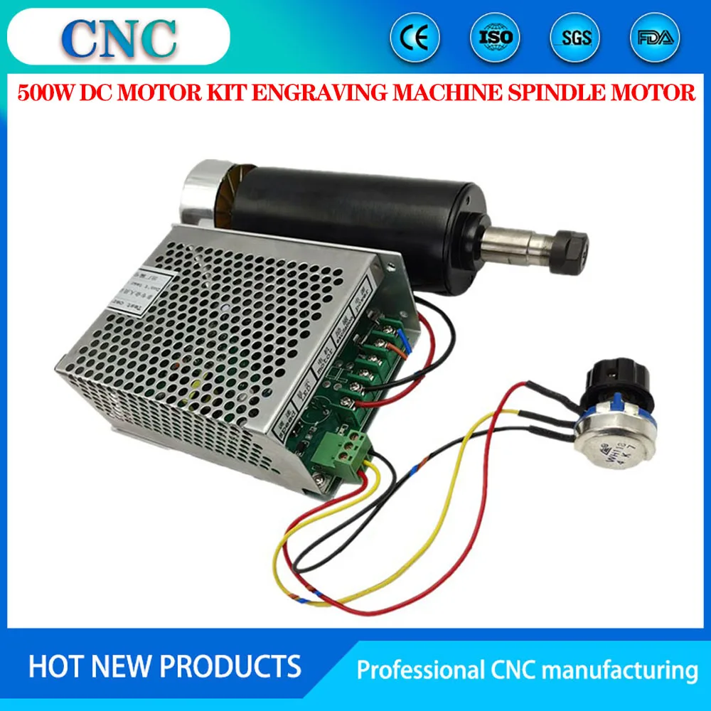 Air cooled 0.5 0.4 0.3 kW 12000 rpm CNC spindle motor kit ER11/ chuck 500 watt spindle motor+electric engraving speed regulator