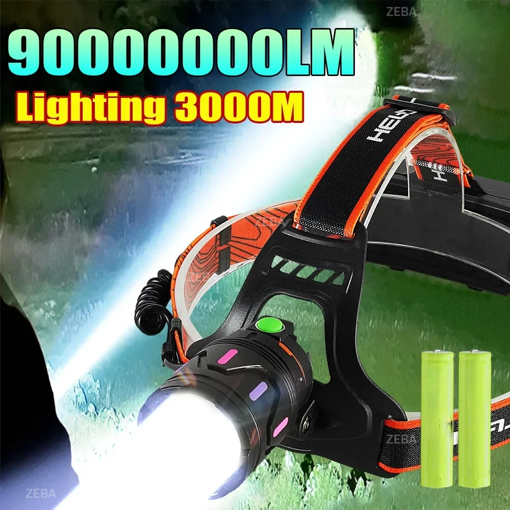 

8000000LM Ultra Powerful Headlamp Head Lantern Front Light 800W LED Rechargeable Type C Head Flashlight For Fishing Camping