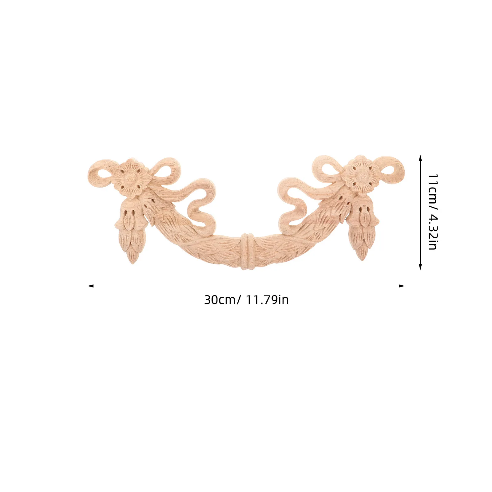 2Pcs Wood Carved Appliques European Style Flower Onlays Decorative Trim Cabinet Door Furniture Moulding Wood Decals