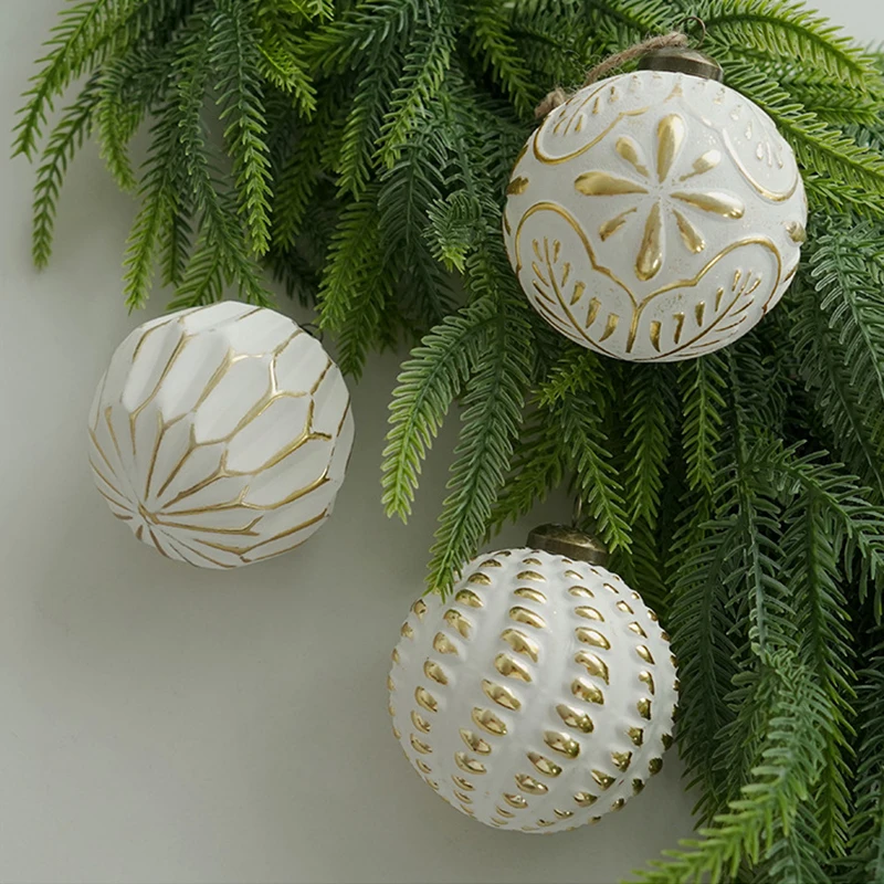 12Pcs Vintage Green Christmas Ball Ornaments 8Cm Retro Christmas Tree Baubles for Home Indoor Decor DIY Holiday Crafts Supplies - Detail 1