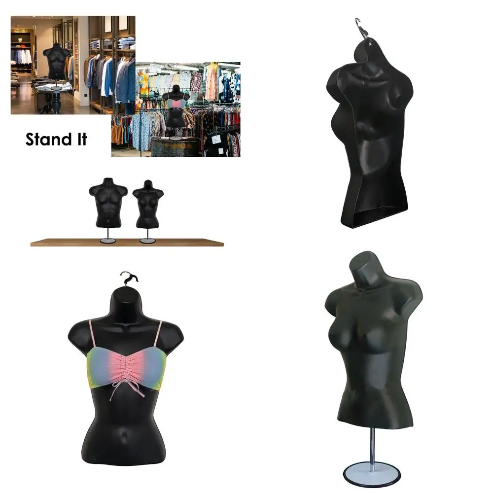 

Набор из 4 штабелируемых манекенов с полой спинкой, размер S-M, для демонстрации одежды (черный)