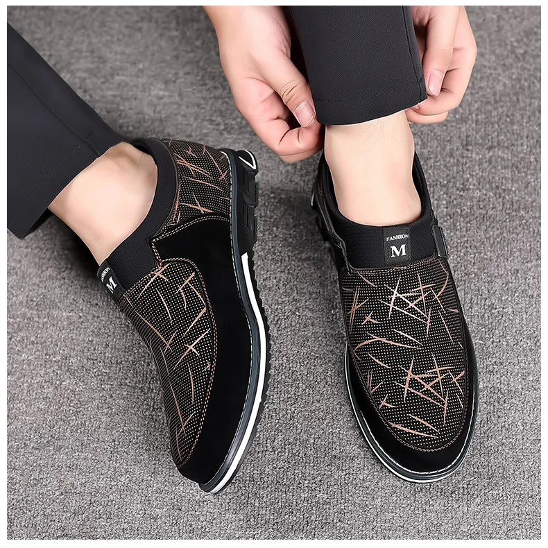 

Business Men Leather Shoes for Men Comfort Trend Flat Work Shoes Casual Moccasin Sneakers Slip on Big Size Male Loafers