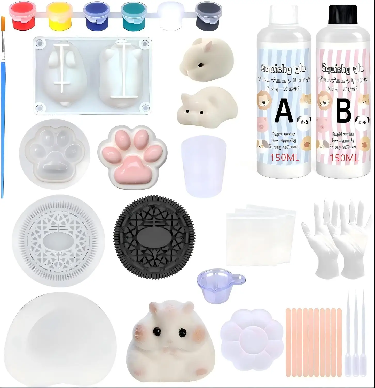 

Набор Taba Squishes своими руками со свиным кроликом, силиконовая форма, форма для печенья, мягкая форма для хомяка, формы для кошачьих лап для подарка для начинающих