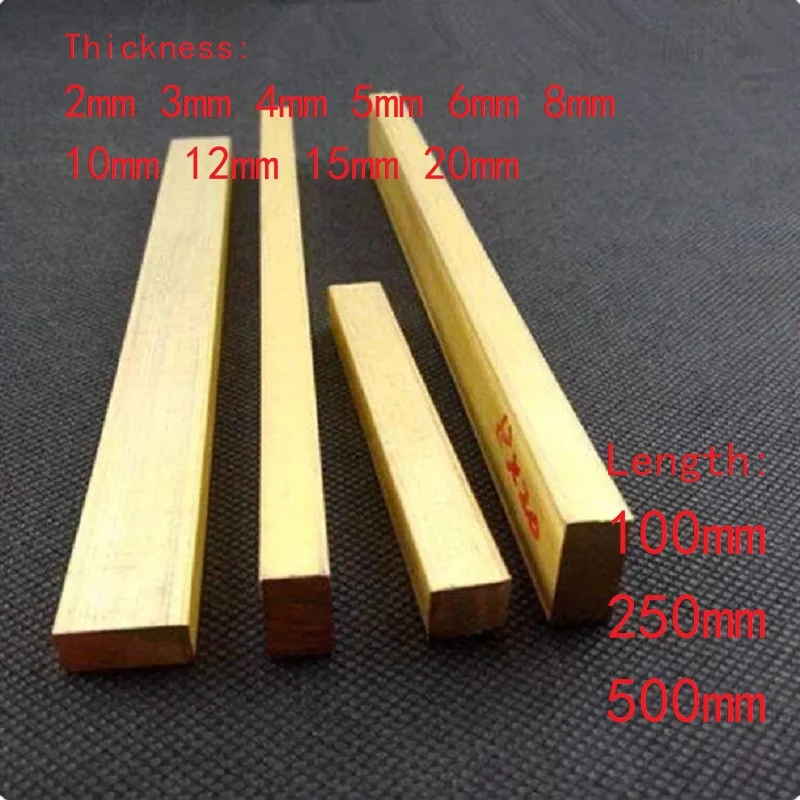 Length 100/250/500mm H59 Brass Flat Bar Rectangular Solid Metal Sheet Plate Row Strip Thickness 2 3 4 5 6 7 8 10 12 15 20mm