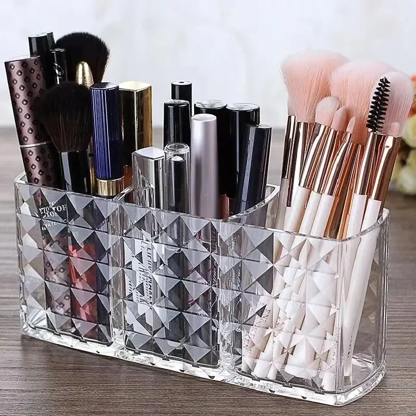 1Pcs Diamond Patterned Mirror Cabinet Storage Box, Bathroom, Bathroom, Cosmetics, Lipstick Storage Rack