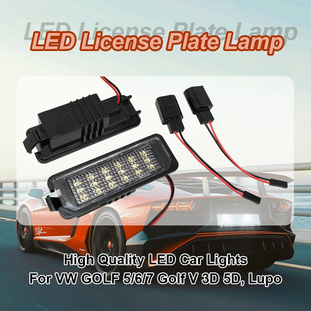 

2 шт. светодиодных фонарей подсветки номерного знака без ошибок, белые, для VW Golf MK5 MK6 MK7 Passat Polo CC Eos