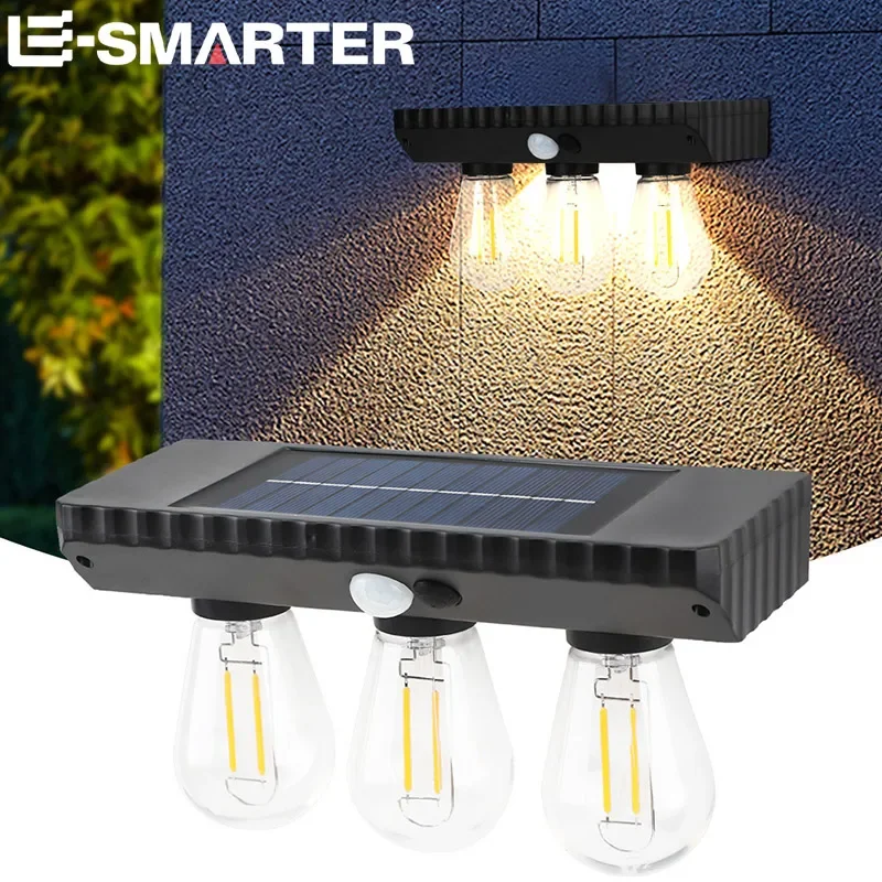 الجدار مصباح أضواء الشمسية في الهواء الطلق الجدار الخفيفة COB لمبة التحكم محس حركة التعريفي مقاوم للماء ساحة الممر حديقة الديكور #2