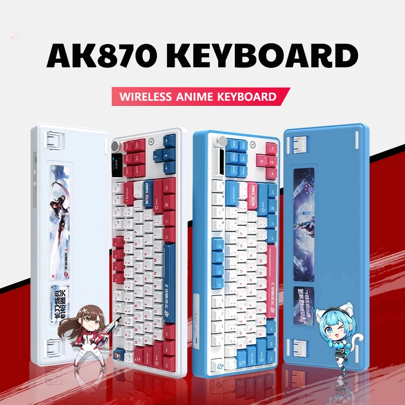 AK87 Custom Wireless Anime Mechanical Keyboard 84key Gaming Bluetooth 2.4G Wired Keyboard RGB Hotswap Gamer Non-contact Keyboard