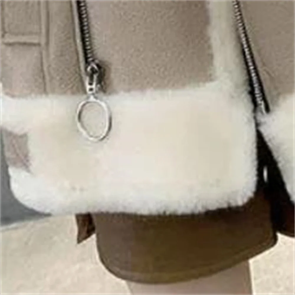 Winter Fur Outerwear Women Faux Rabbit Fur Jackets Thick Warm Motorcycle Zipper Coat Lady Wool Liner Casual Autumn Windbreaker