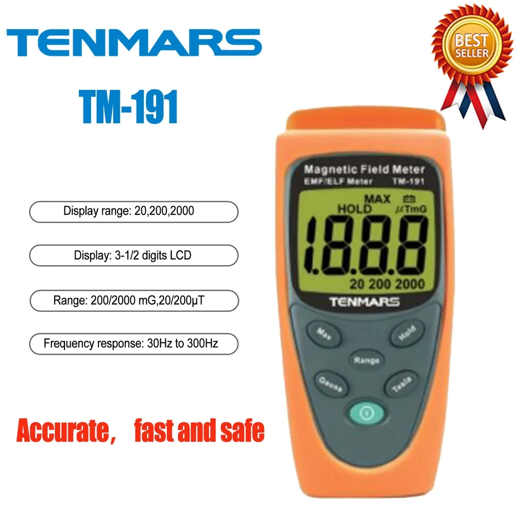 Tenmars TM-191 Emf Meter Gebruik Voor Meten Elektromagnetische Velden Van Extreem Lage Frequentie (Elf) van 30 Tot 300Hz.