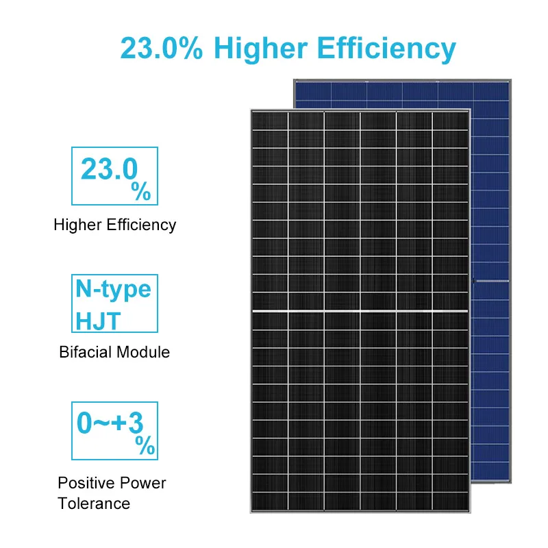 Wholesale 700W Mono Solar Panel N-type HJT 690W 695W 700W 705W 710W 715W Bifacial PV Panels 23% a Grade