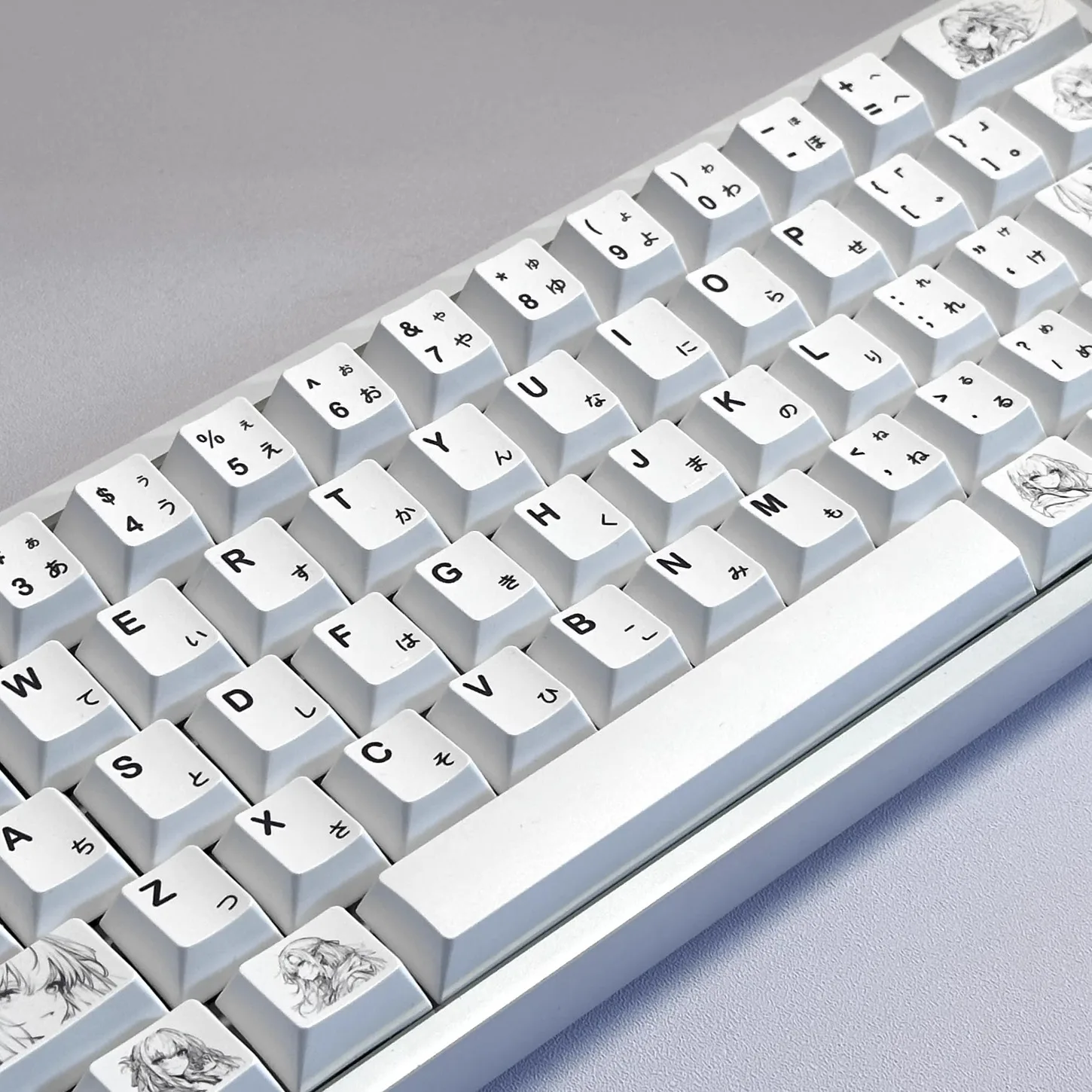 Simple Anime Cherry Keychain Kit PBT White Key Is Suitable for 60/64/84/98/104 Magnetic Axis Mechanical Keyboard