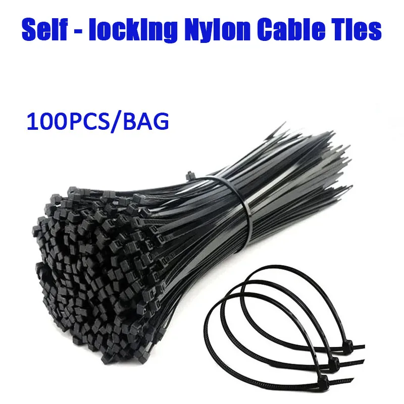 

Self-Locking Nylon Cable Tie Black Zip Wrap Strap Plastic Tie Set Organiser Fasten Wire Fastening Ring Loop