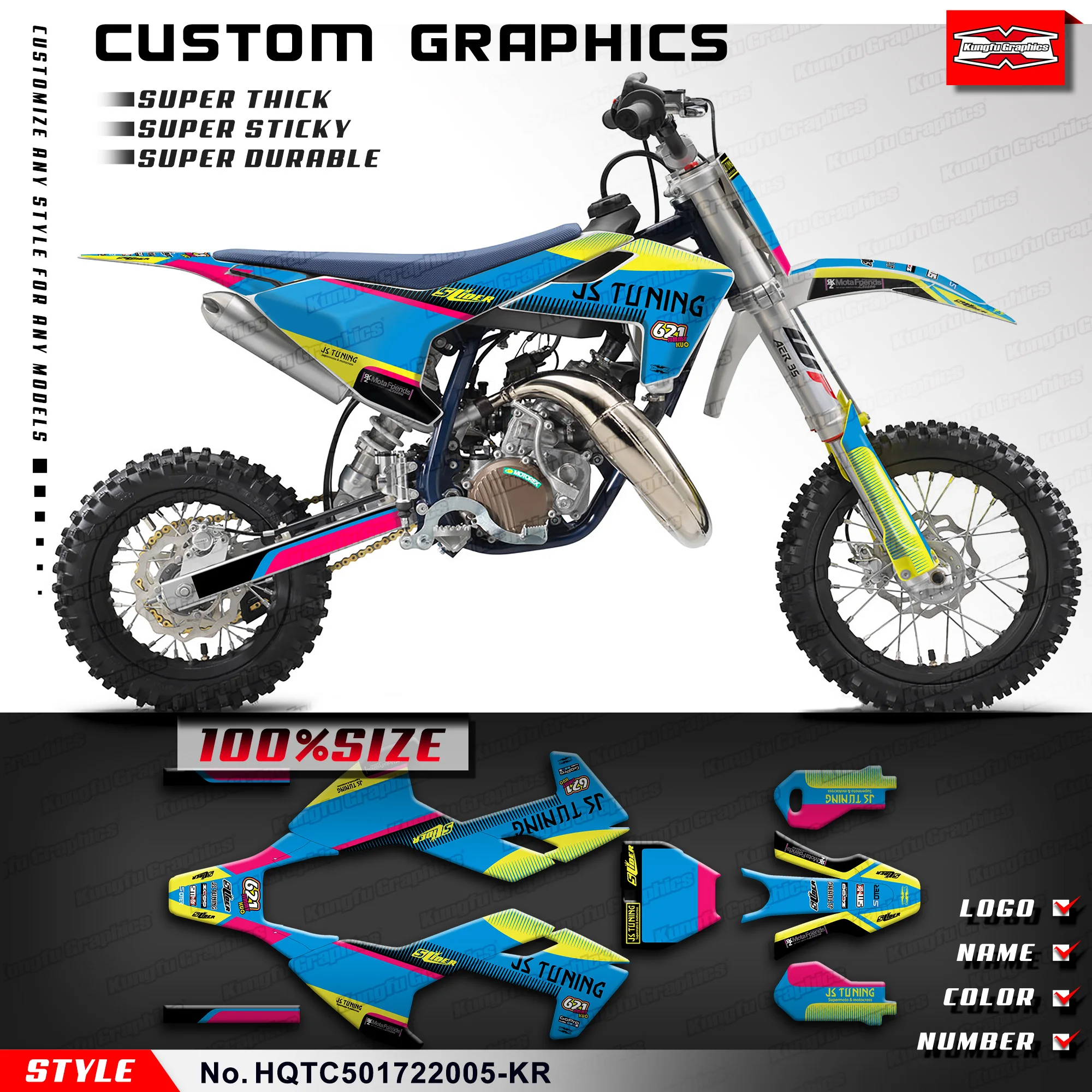 

KUNGFU GRAPHICS Adhesive Sticker Vinyl Wrap for Husqvarna TC50 TC 50 2017 2018 2019 2020 2021 2022 2023, HQTC501722005-KR