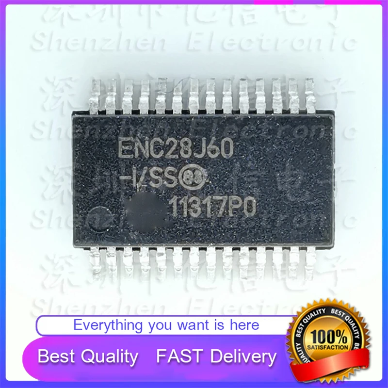5Pcs/Lot New Original ENC28J60-ISS SPI INTERFACE ETHERNET CONTROL Chip PACKAGE SSOP28  In Stock