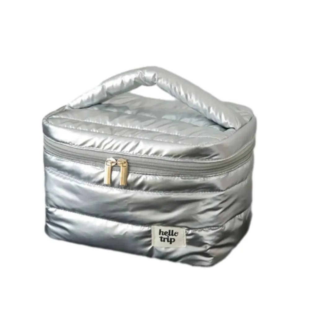 

Большая вместительная стеганая хлопковая косметичка, водонепроницаемая квадратная портативная сумка для хранения косметики, мягкий INS дорожный чехол для туалетных принадлежностей для женщин