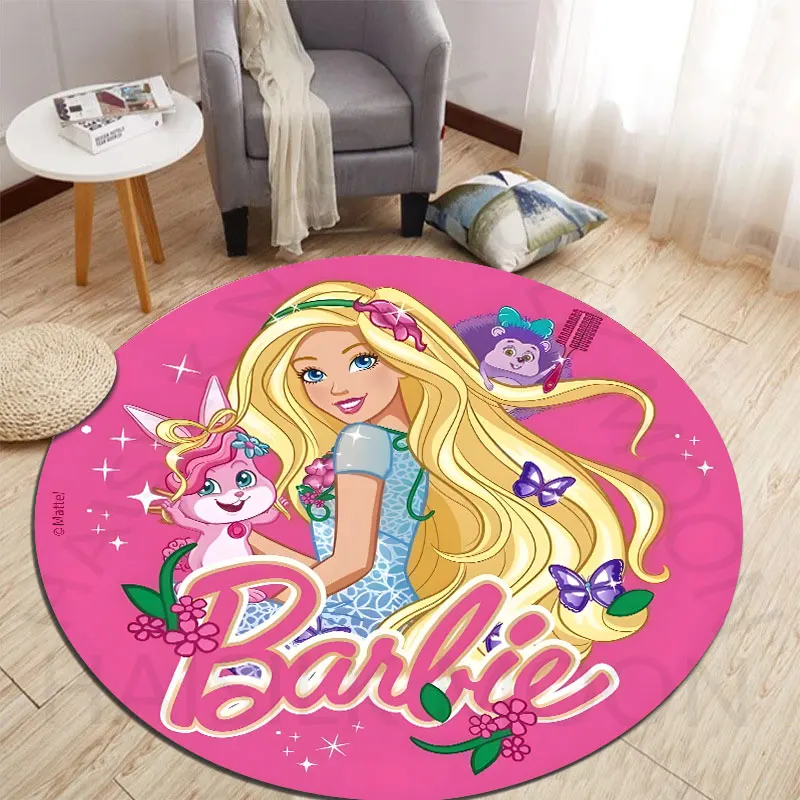 5 dimensioni tappeti rotondi Barbie per la camera da letto tappetini per la camera dei bambini tappetino per sedia da bagno per uso domestico