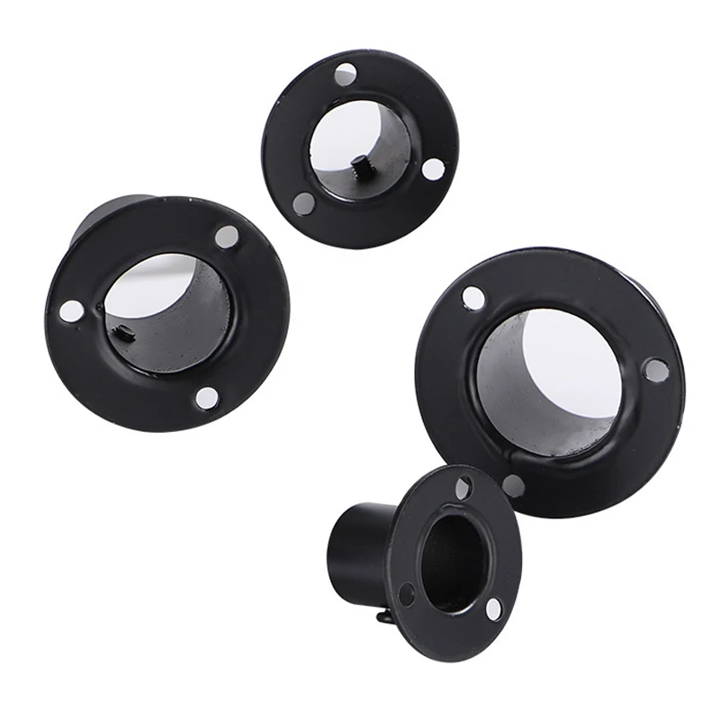 2pcs 19mm-32mm Stainless Steel Flange Seat Black Round Tube Seat Bracket For Wardrobe Curtain Cloth Rod Hardware Accessories