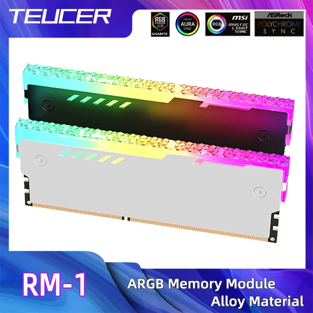 Teucer RM-1 memória pc dissipador de calor ram colete de resfriamento 5v 3 pinos argb para memória de computador desktop ddr3 ddr4 ddr5 ddr2