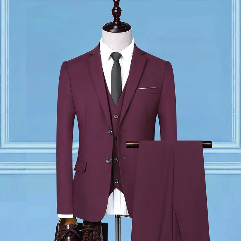 

Men's Suits Chic Single Breasted Blazer Peak Lapel Elegant Formal Set Male 3 Piece Jacket Vest Pants Wedding Groom Tuxedos Suit