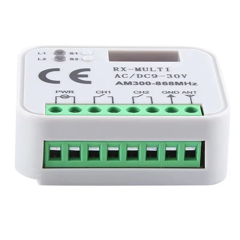 Universal Garage Türöffner Schalter mit Fernbedienung RX Multi Frequenz 300-868Mhz Empfänger 9-30V 2CH Relais Modul