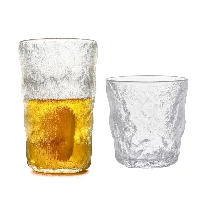 Crystal Glass Cup Nordic Iceberg Stripe Water Tumblers Frosted Wall Glasses Cups for Wine Beer Juice Tea Coffee Mugs