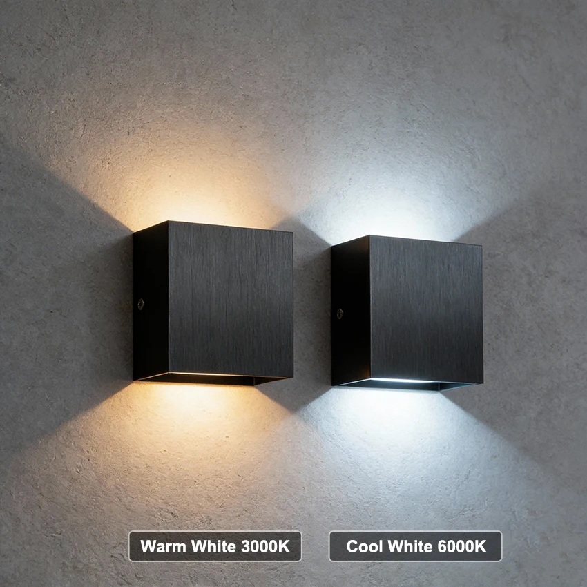 10cm Small Square Wall Light Modern LED Wall Lamp Brushed Black Gold Coffee Up Down Light for Bedroom Corridor Living Room