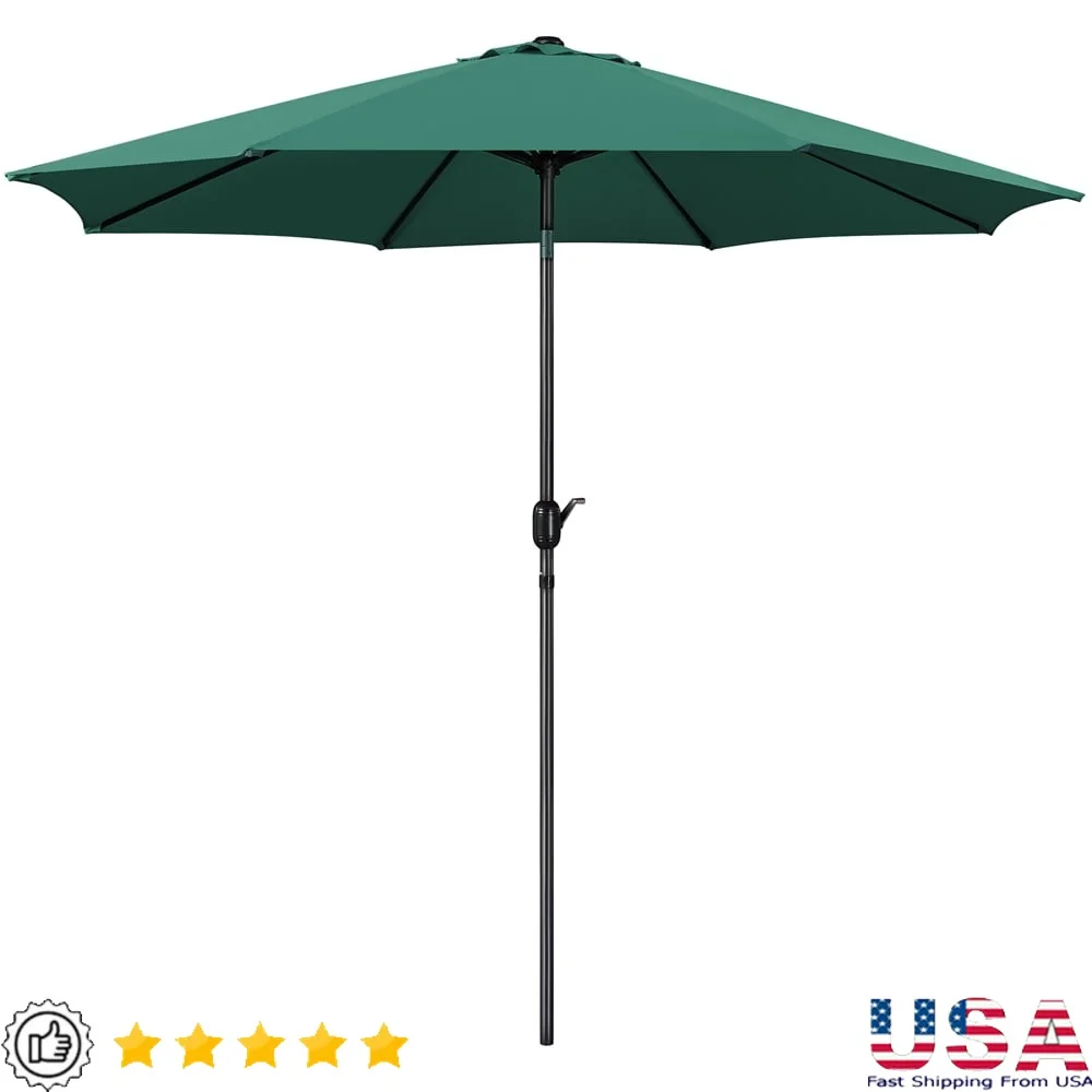 

10Ft Patio Market Umbrella with Push Button Tilt Crank Durable Water-Resistant Canopy Outdoor Garden Pool Furniture