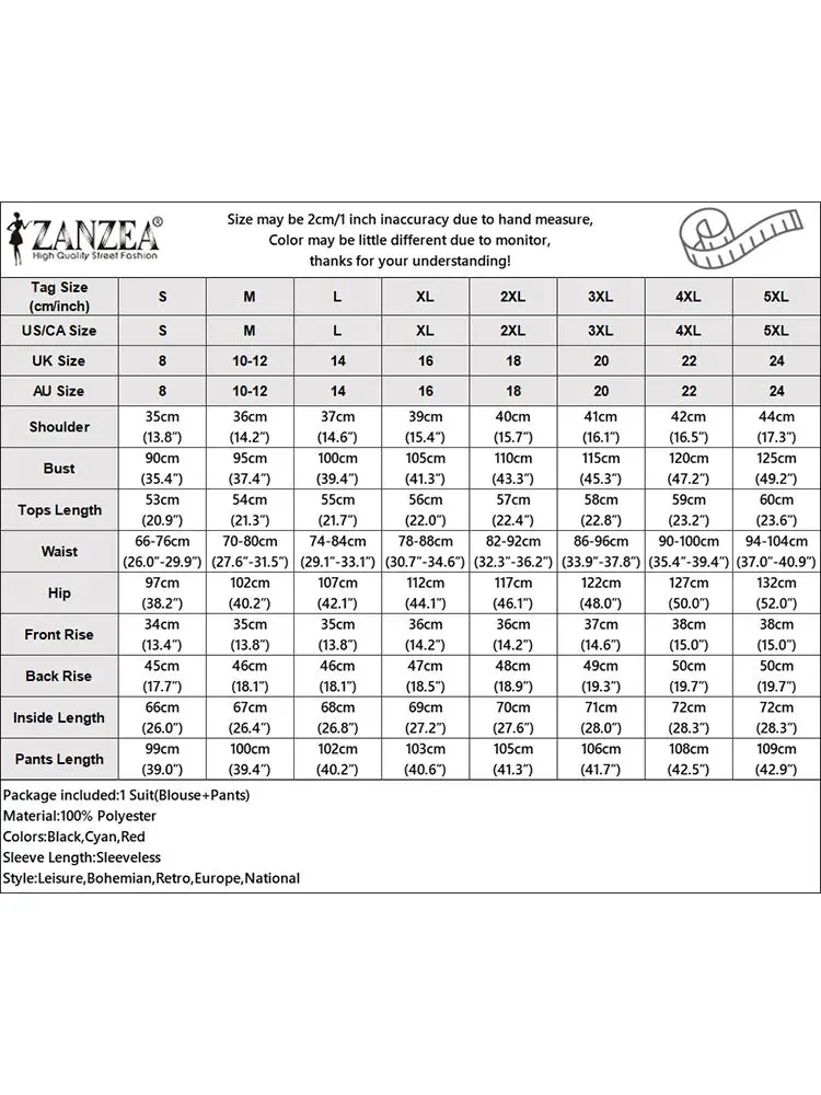 Zanzea-女性のためのマッチングフローラルトラックスーツ、ノースリーブブラウスパンツセット、ルーズパンツスーツ、マッチングセット、カジュアルファッション、夏、2個