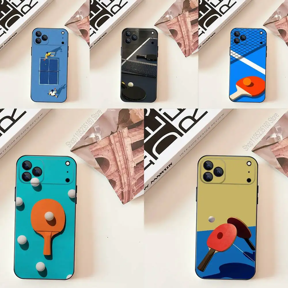 

Table T-tennis rackets Phone Case Silicone Black Soft For iPhone 17,16,15,14,13,12,11,Pro,Max,Plus,E,SE4,Air,Mini