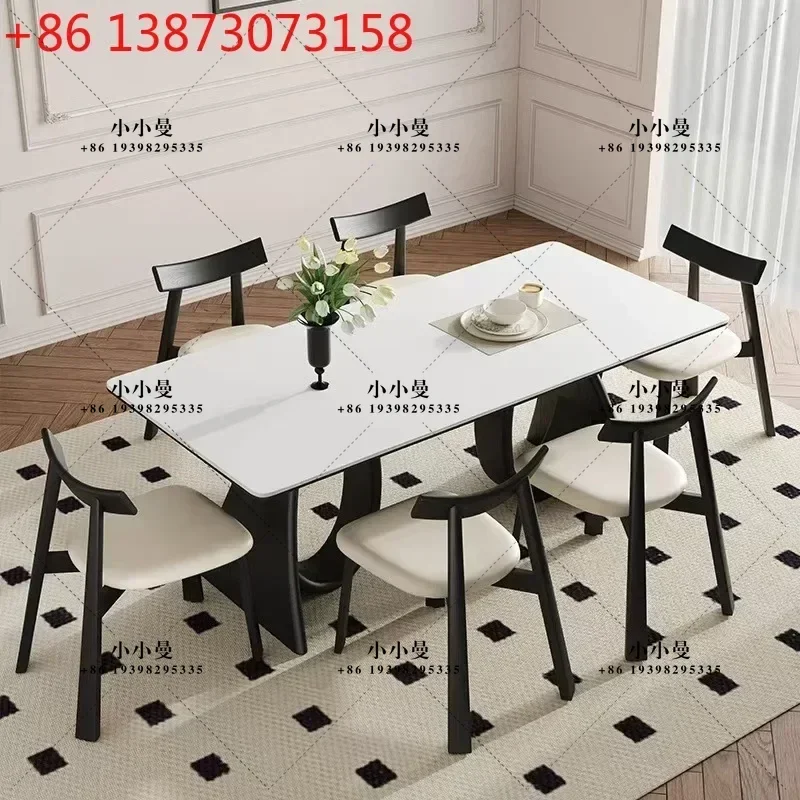 French retro style rectangular solid wood generation simple rock slab American Nordic home rock slab table small