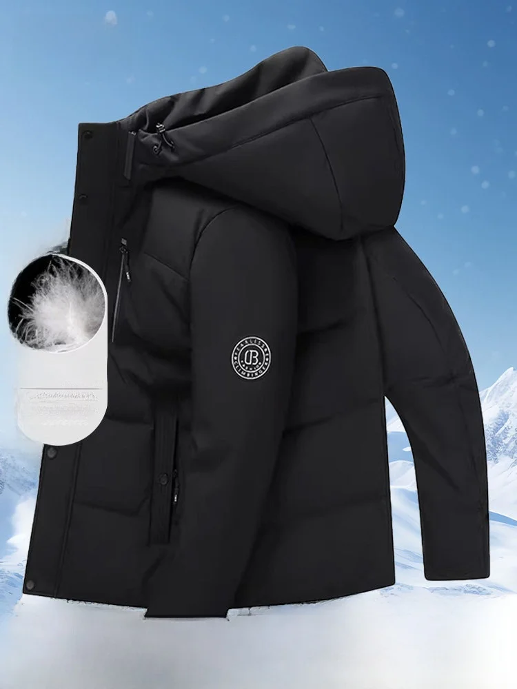 

Snow Flying Men's Casual Hooded Jacket Removable Quilted Polyester Fiber City Leisure Style Short Coat Warmth Business Wear