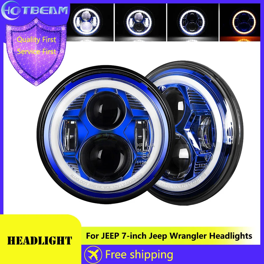 

For JEEP 7-inch Jeep Wrangler Headlights Circular Lights Aperture Harley LED Daytime Running Lights Turn Signals Headlights