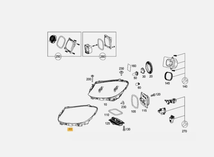 1 set L+R Headlamp Headlight Seal For Mercedes W205 C class C250 C300 2014-2020