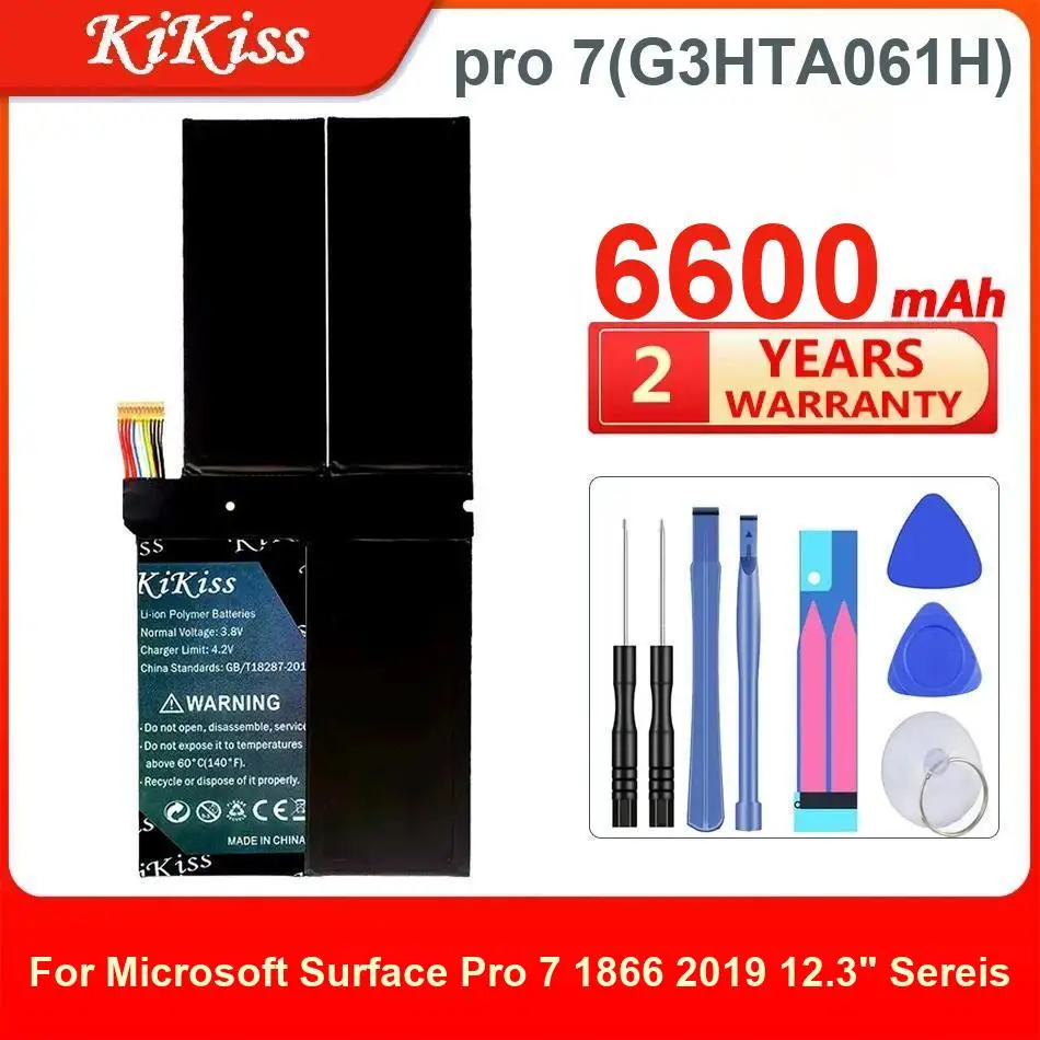 

Аккумулятор Kikiss для Microsoft Surface Pro 7 1866 2019 12,3 дюйма Sereis, Pro 7 (G3HTA061H), 6600 мАч