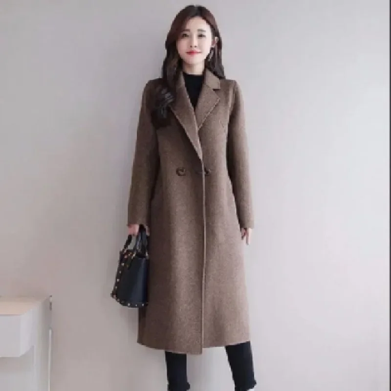 Women Simple Mid-Length Coats Spring Autumn Solid Colors Single Button Blend Coats New Chic Loose Casual Jackets Fashion Jackets