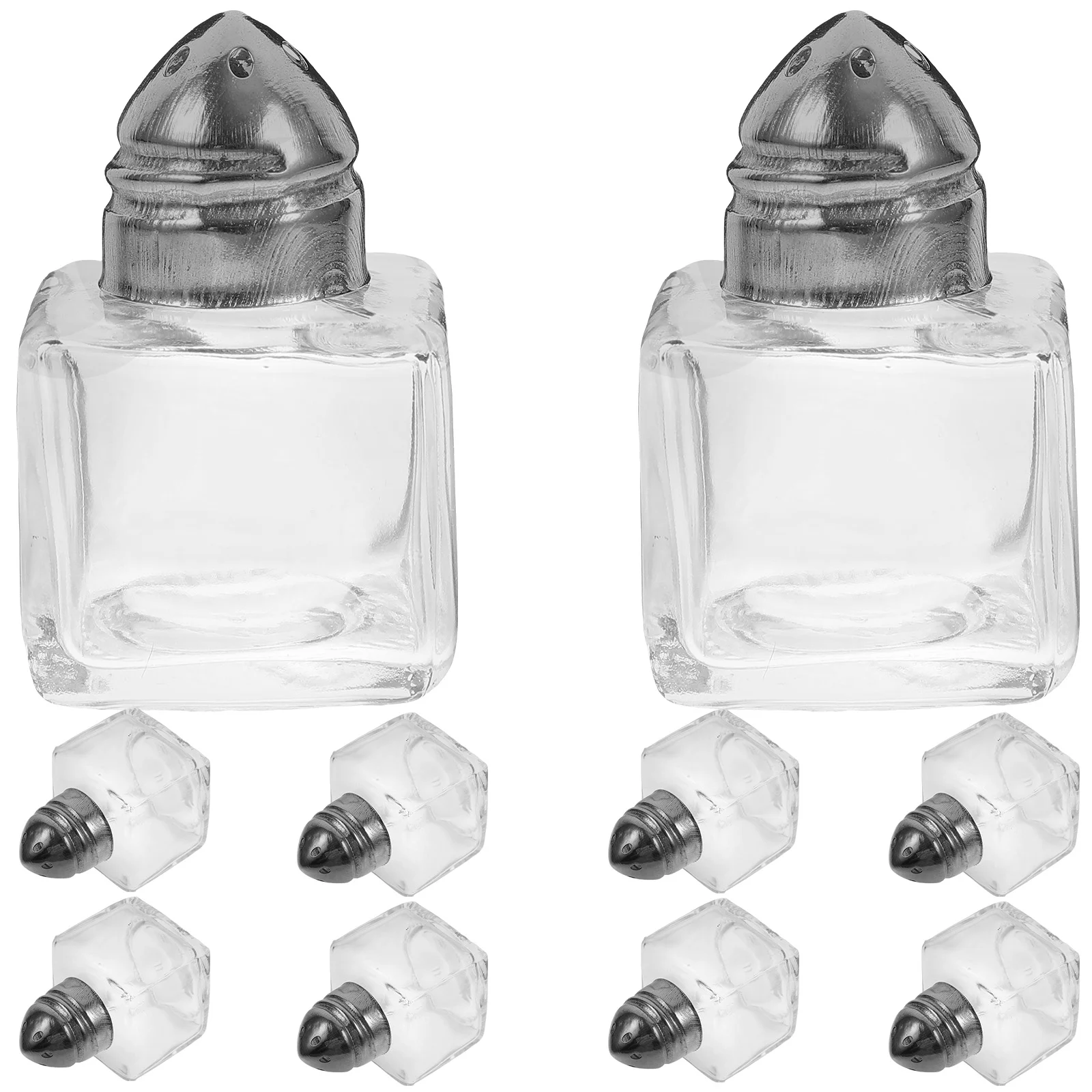 

10 Pcs Mini Spice Jar Seasoning Storage Container Pepper Shaker Glass Salt Square Kitchen Cocktail Bottle