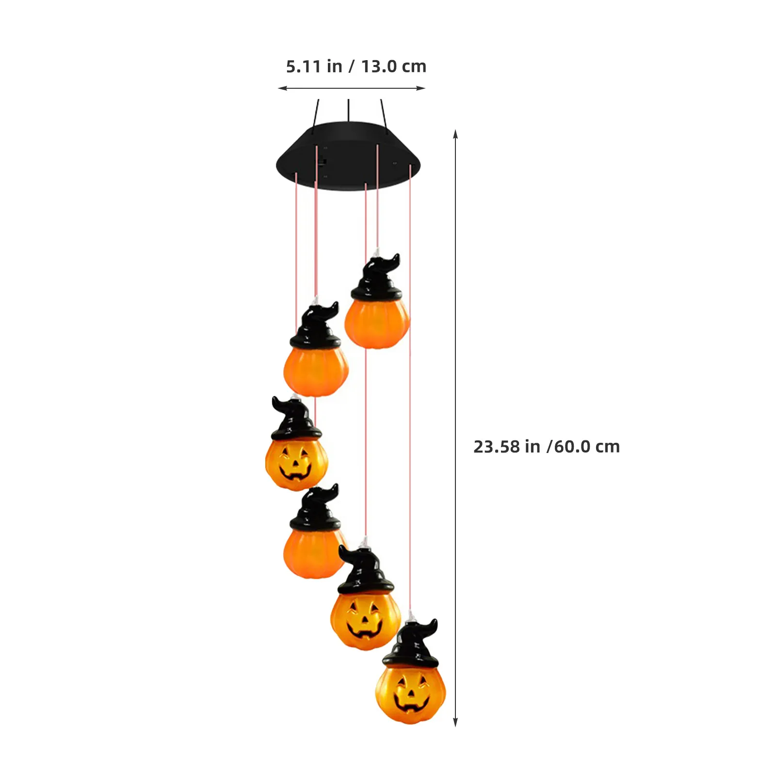 Solar Pumpkin Wind Chime Lights, 2pcs Color-Changing Jack-O'-Lantern Garden Pathway Decor for Halloween