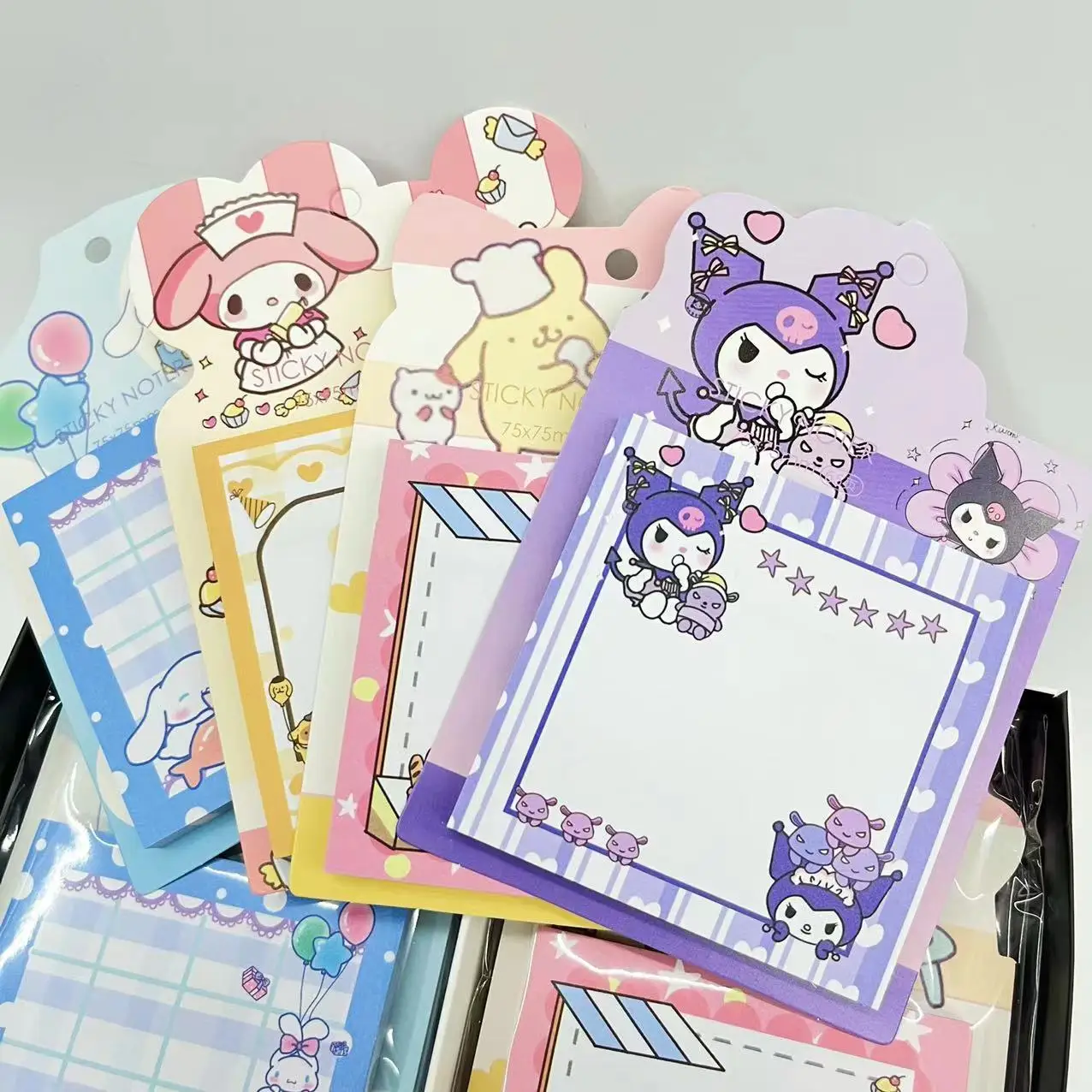 

24pcs Genuine Sanrio Cute Kuromi Melody Thickening Memo Pad Cohesionless Message Book Memo Stationery Wholesale