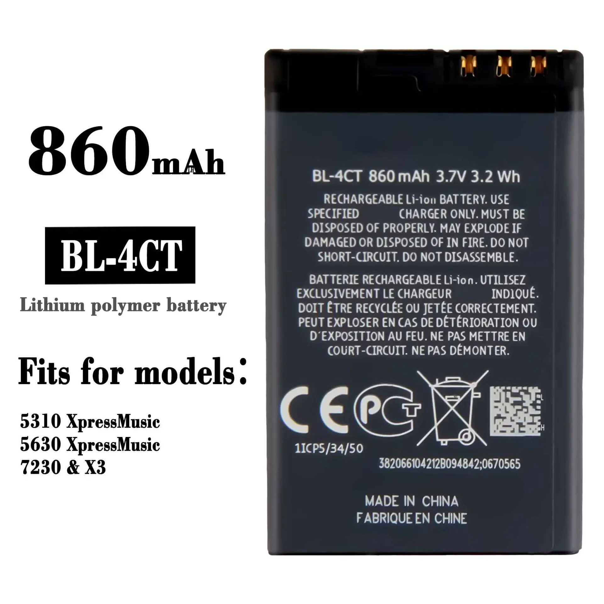 BL-4CT Mobile Phone Replacement Battery For Nokia 5310 5630 7230 X3 BL-4CT High Quality Lithium Batteries